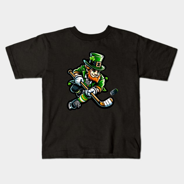 Irish American Hockey Player - St Patricks Day Funny Hockey Kids T-Shirt by eighttwentythreetees